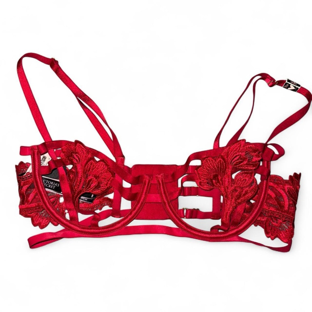 Victoria's Secret Very Sexy Strappy Embroidered Open Cup Balconette Bra 36B